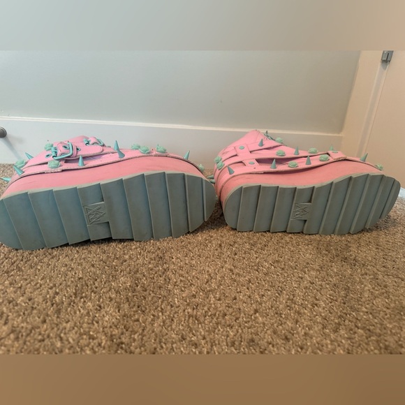 BABY PINK QOZMO BONDAGE ROSE PLATFORM SNEAKERS - Picture 7 of 10